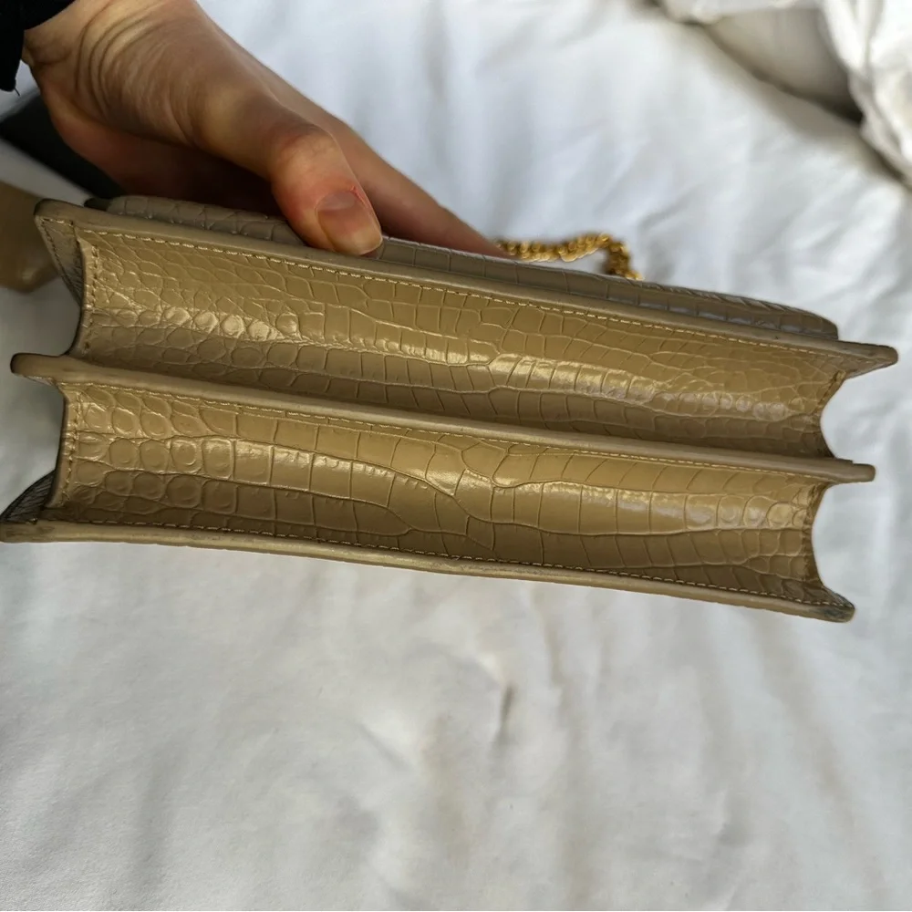 Saint Laurent Sunset Medium Croc Embossed Bag - Picture 13 of 15